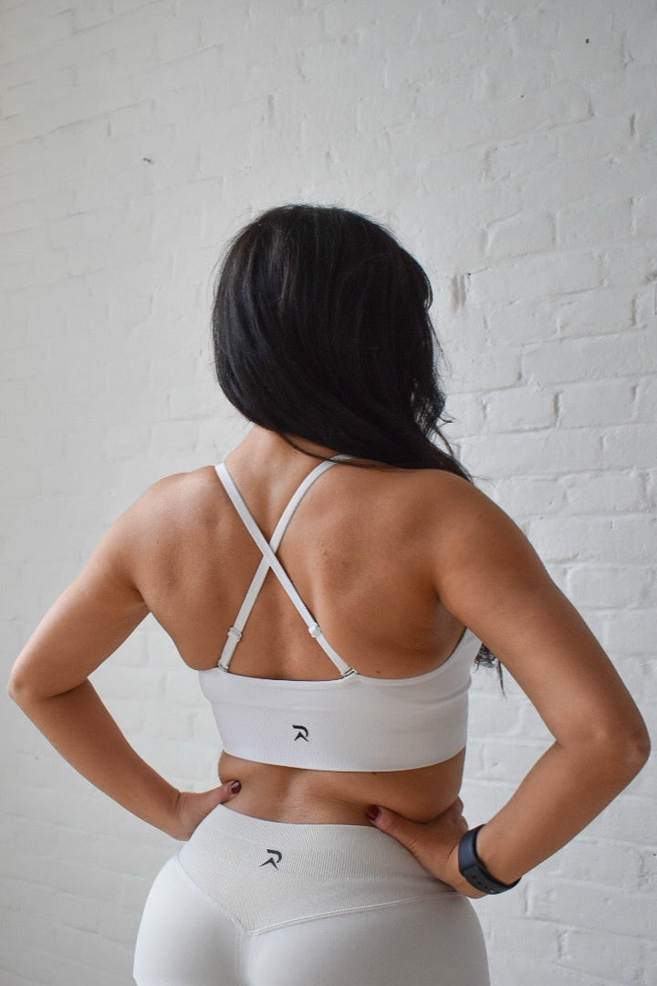 V-Neck Sports Bra - White
