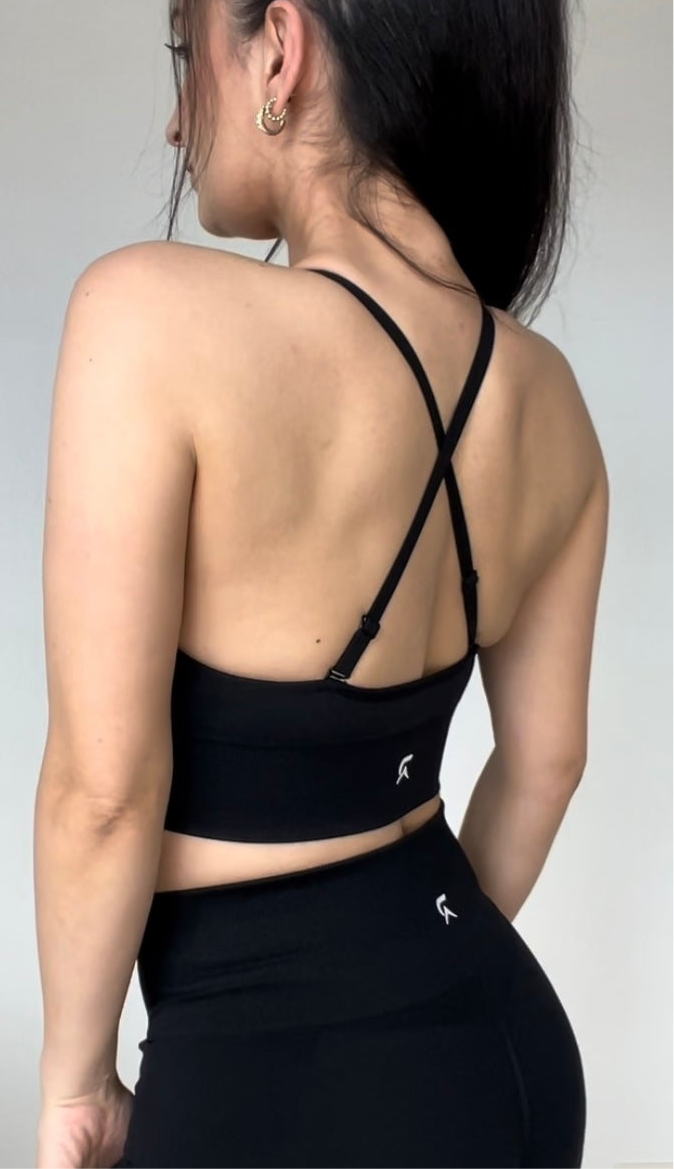 V-Neck Sports Bra - Black