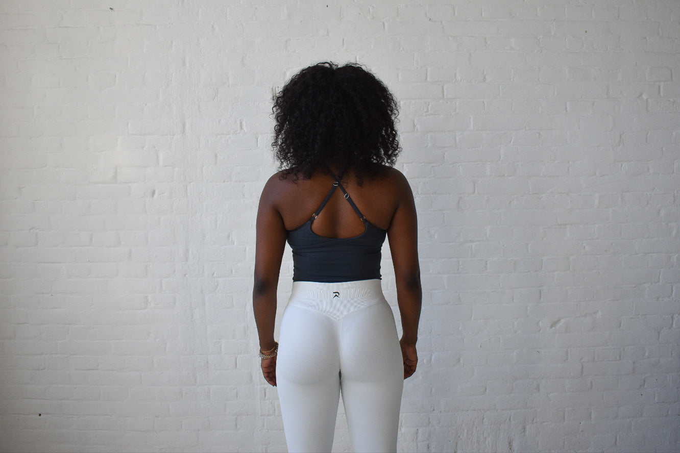 V-Neck Cross Back Top - Ash Gray