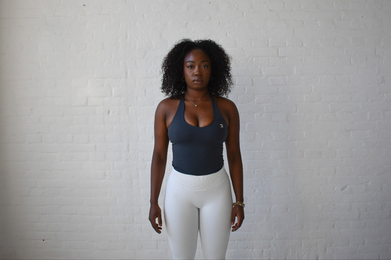 V-Neck Cross Back Top - Ash Gray