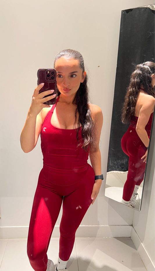 Define Square Neck Halter Top - Cherry Red