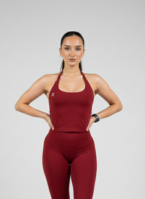 Define Square Neck Halter Top - Cherry Red